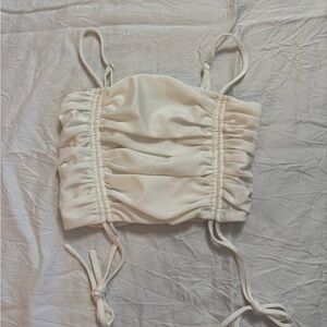 Tiger Mist Cream Ruched Crop Top